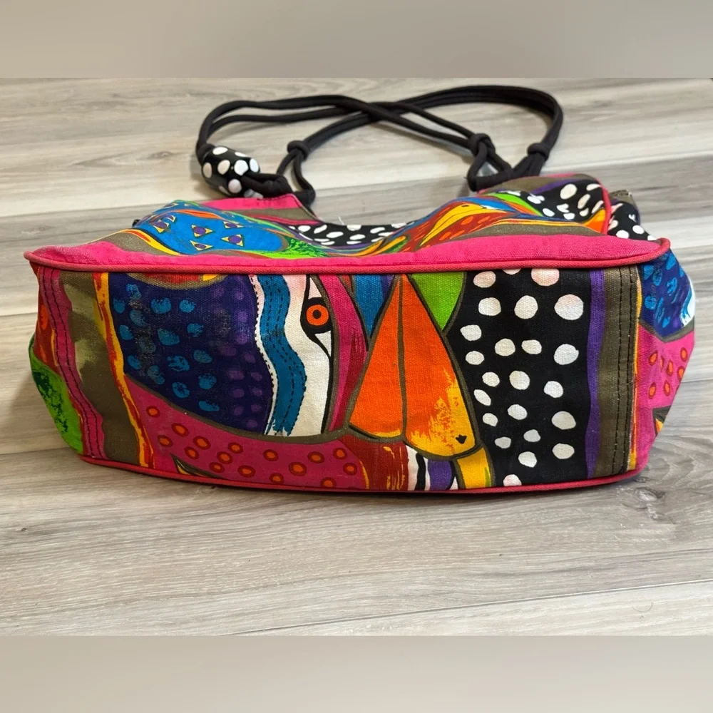 Laurel Burch Sky Spirit Birds Canvas Large Shoulder Bag Tote bird weekender - Picture 8 of 12